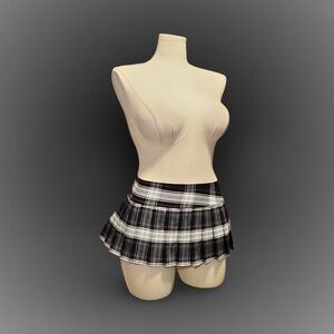 Plaid Micro Mini Skirt Adjustable Breakaway Stripper Dance Club Sexy Schoolgirl